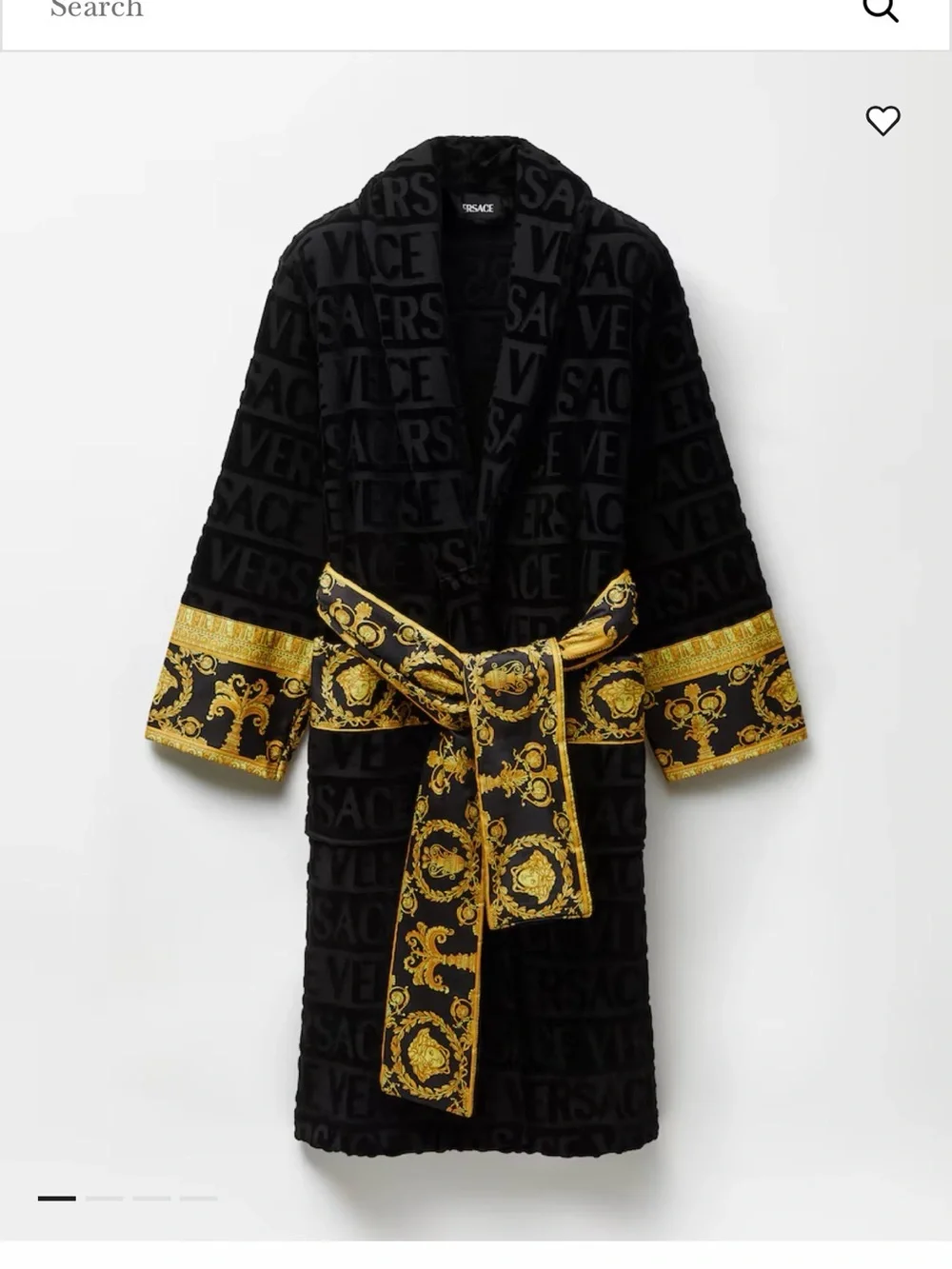 Versace Black and Gold Baroque Belted Robe Coat XXL but runs more like L-XL